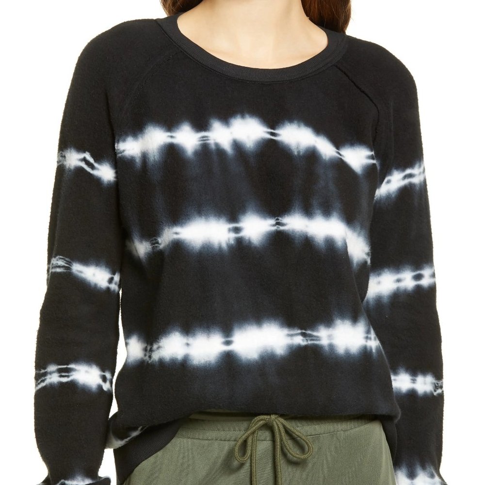 Everleigh Tie Dye Soft Pullover Sweatshirt Black White Size XS NWT‎ 4617
